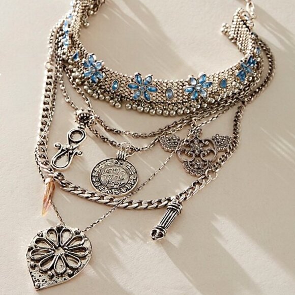 FREE PEOPLE x ARIANA OST Walsh Choker Necklace In Silver NWT - Picture 1 of 6